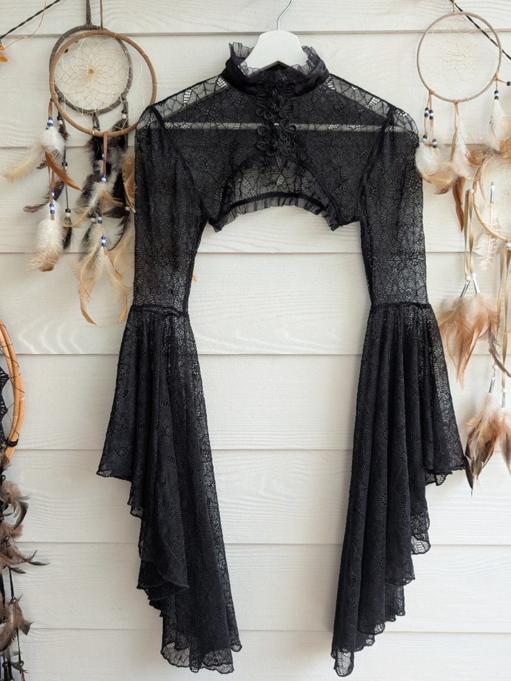 New! Dolls Kill Widow DUSK BEFORE DAWN LACE SHRUG Black